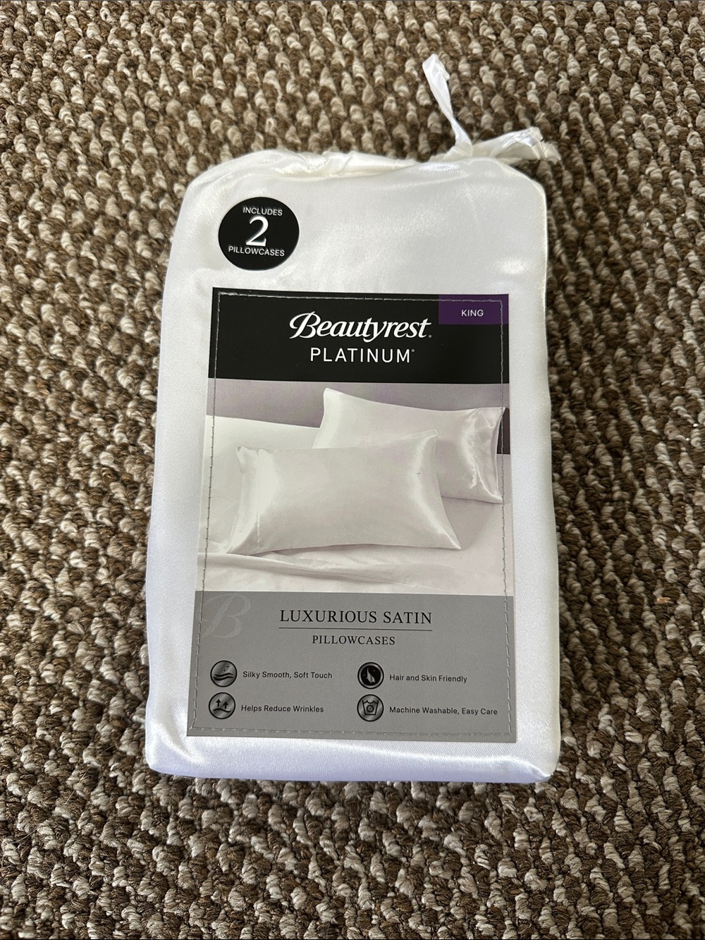 Beautyrest Platinum Luxurious Satin King Pillowcases - White (2 Pack) 054